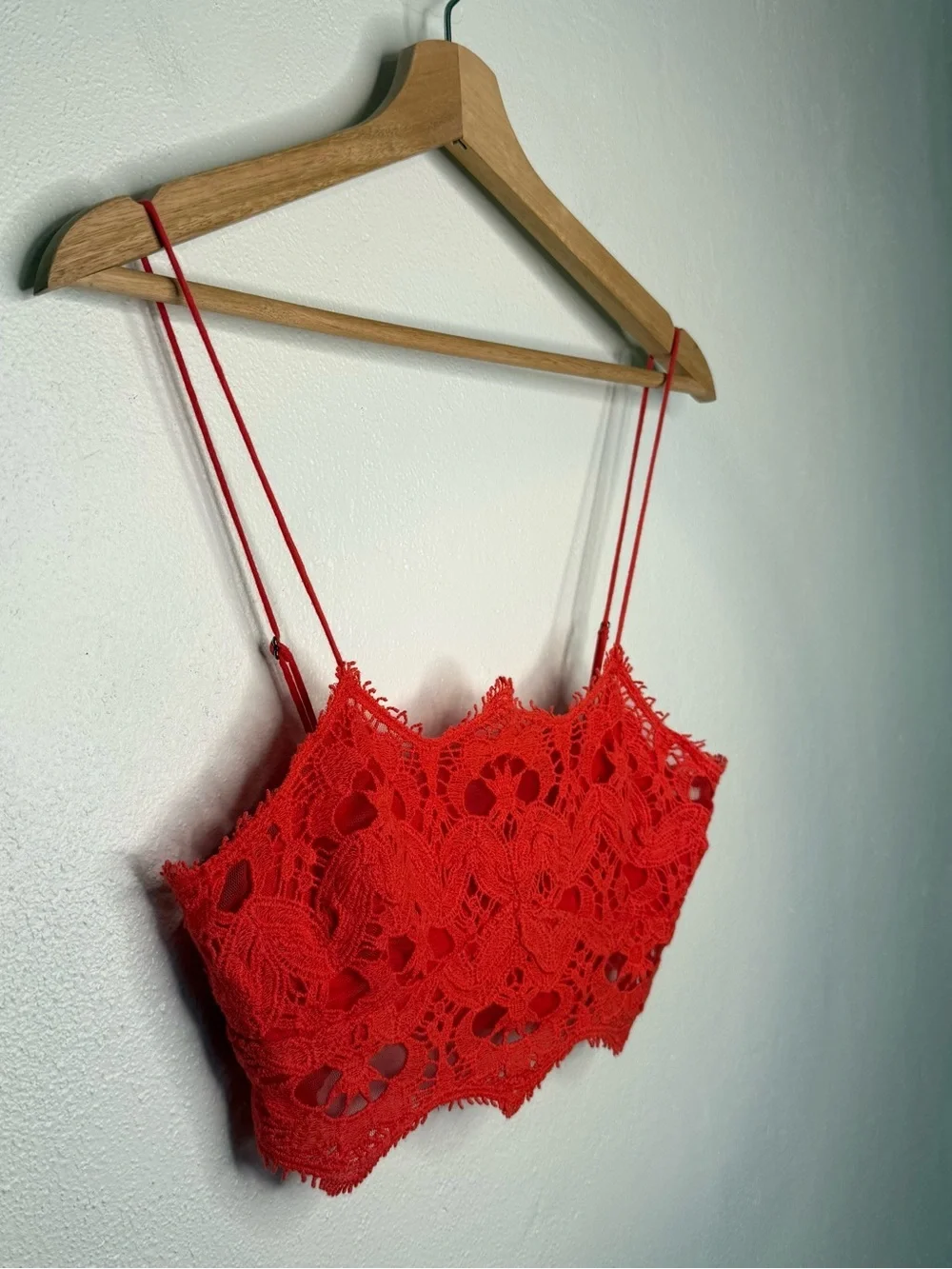 Free People One Athena Red Lace Bralette Boho Gypsy Festival Size Small